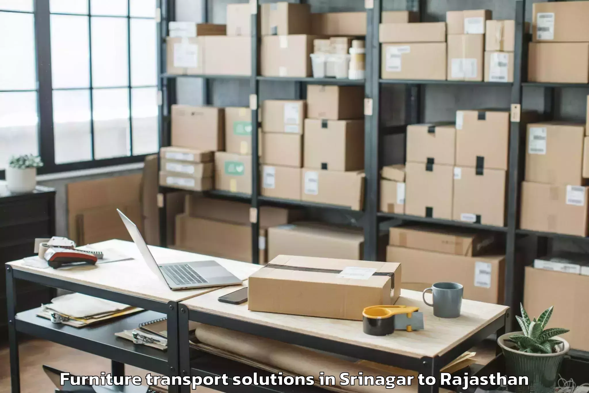 Professional Srinagar to Kishangarh Bas Furniture Transport Solutions